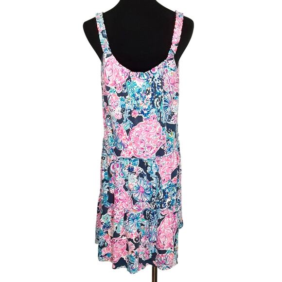 Lilly Pulitzer Loro Swing Dress Tiered High Tide Navy Sea Baby Doll Womens S - Picture 5 of 11